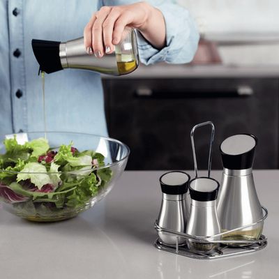 Conjunto Galheteiro Tramontina Realce Aço Inox Porta Azeite Vinagre Temperos Mesa Jantar Cozinha Res
