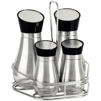 Conjunto Galheteiro Tramontina Realce Aço Inox Porta Azeite Vinagre Temperos Mesa Jantar Cozinha Res