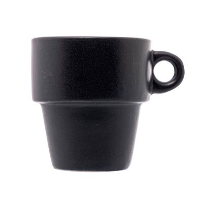 Conjunto 6 Xícaras Cerâmica Café  90ml Coloridas Empilháveis com Suporte Wolff Transparente