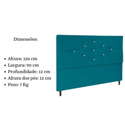 Cabeceira Solteiro 90cm Camboriú Suede Azul Tiffany E Frame