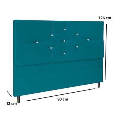 Cabeceira Solteiro 90cm Camboriú Suede Azul Tiffany E Frame