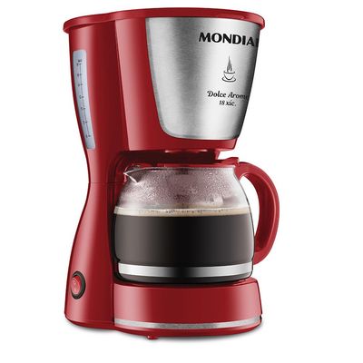 Cafeteira Elétrica 18 Xícaras Mondial Dolce Arome C-35 Vermelha e Prata 127V 220V