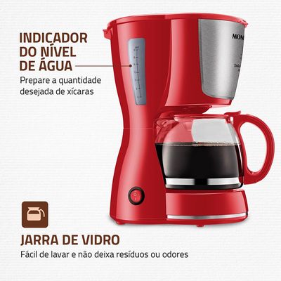 Cafeteira Elétrica 18 Xícaras Mondial Dolce Arome C-35 Vermelha e Prata 127V 220V
