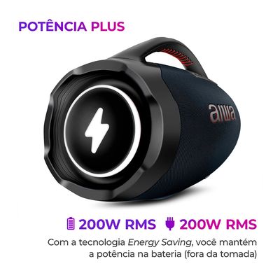 Caixa de Som Boombox Plus AIWA BBS-01-LBL 200W Bluetooth 30H IP66 USB RGB BIV