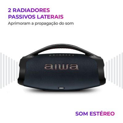 Caixa de Som Boombox Plus AIWA BBS-01-LBL 200W Bluetooth 30H IP66 USB RGB BIV