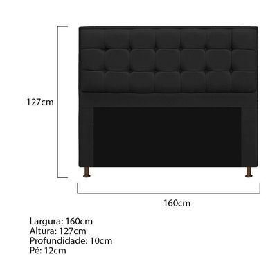 Kit Cabeceira e Calçadeira Copenhague Queen Size Suede Preto