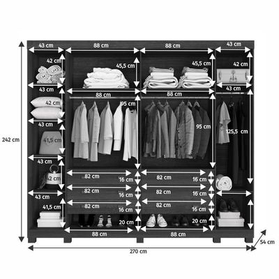 Guarda Roupa Noruega 6 Portas 6 Gavetas 12 Prateleiras Cinamomo