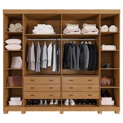 Guarda Roupa Noruega 6 Portas 6 Gavetas 12 Prateleiras Cinamomo