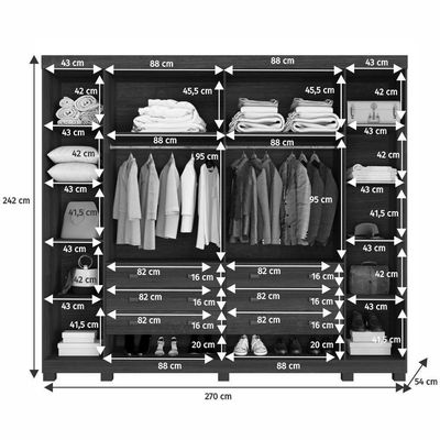 Guarda Roupa Noruega 6 Portas 6 Gavetas 12 Prateleiras Cinamomo