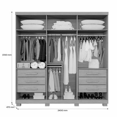 Guarda-roupa Moscou 6 Portas 6 Gavetas - Benetil Cinamomo Off