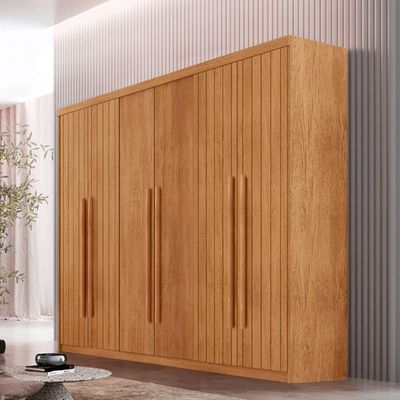 Guarda Roupa Casal Toronto Mdf 6 Portas 2 Gavetas Moderna Naturalle Sem Pés