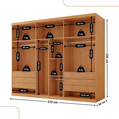 Guarda Roupa Casal Maya 6 Portas E 6 Gavetas Rufato Naturalle