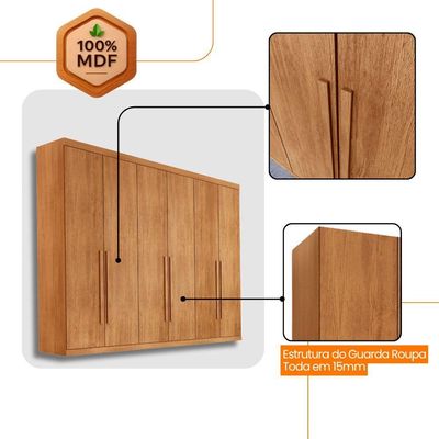 Guarda Roupa Casal Maya 6 Portas E 6 Gavetas Rufato Naturalle