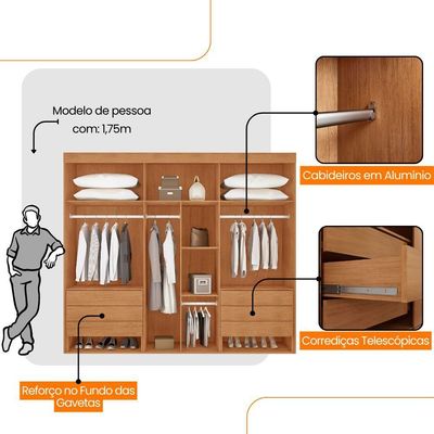 Guarda Roupa Casal Maya 6 Portas E 6 Gavetas Rufato Naturalle