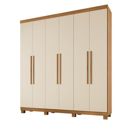 Guarda Roupa Milão 6 Portas 3 Gavetas 7 Prateleiras - Beneti Cinamomo Off