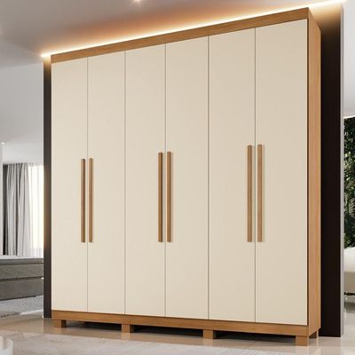 Guarda Roupa Milão 6 Portas 3 Gavetas 7 Prateleiras - Beneti Cinamomo Off