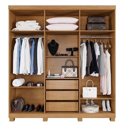 Guarda Roupa Milão 6 Portas 3 Gavetas 7 Prateleiras - Beneti Cinamomo Off