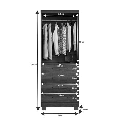 Guarda Roupa Camiseiro New Maia 2 Portas 4 Gavetas - Benetil Cinamomo Off