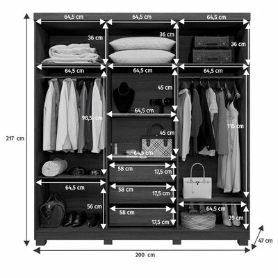 Guarda-roupa - Millano 6 Portas 6 Gavetas - Benetil Cinamomo Off
