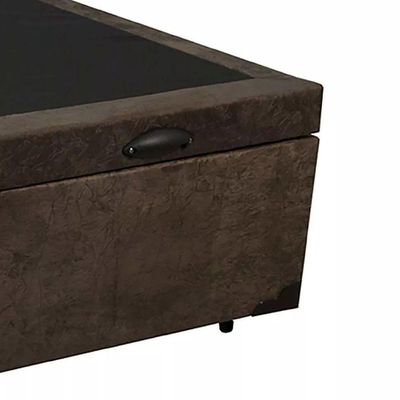 Cama Box Baú Blindado Casal Extremo Reforçado Homequeen Suede Marrom 41x138x188