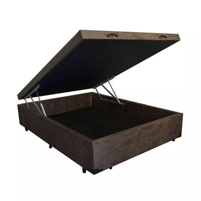 Cama Box Baú Blindado Casal Extremo Reforçado Homequeen Suede Marrom 41x138x188