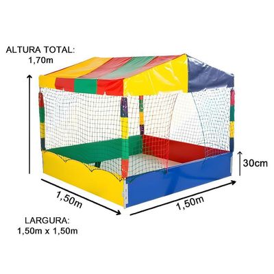 Cama Elastica 3,05m Escorrega Medio Gangorra Piscina De Bolinhas 1,50m Com 1000 Bolinhas