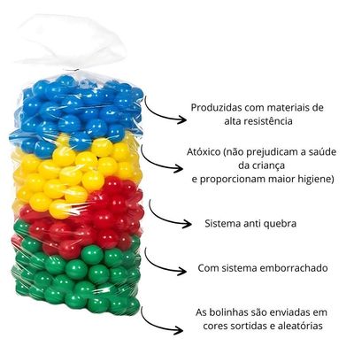 Cama Elastica 3,05m Escorrega Medio Gangorra Piscina De Bolinhas 1,50m Com 1000 Bolinhas