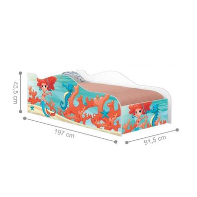 Cama Carro Fun Adesivada Sereia Menina Solteiro