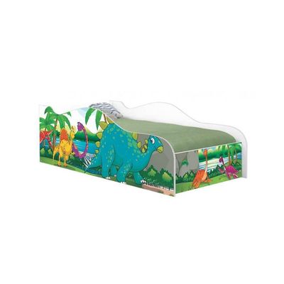 Cama Carro Fun Adesivada Dinossauro No Lago Solteiro