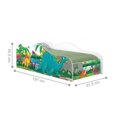 Cama Carro Fun Adesivada Dinossauro No Lago Solteiro