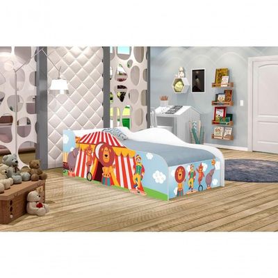 Cama Carro Fun Adesivada Circo Solteiro