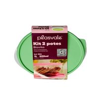 Kit 2 Potes Biovita 0,5l E 1l Plasvale Verde Oliva