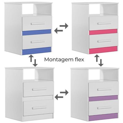 Mesa De Cabeceira Apolo 2 Gavetas 46 Cm Branco Flex Moval Branco Flex