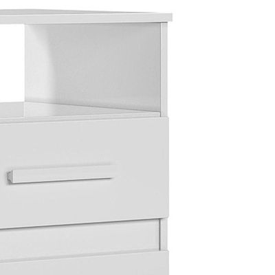 Mesa De Cabeceira Apolo 2 Gavetas 46 Cm Branco Flex Moval Branco Flex