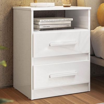 Mesa De Cabeceira Apolo 2 Gavetas 46 Cm Branco Flex Moval Branco Flex