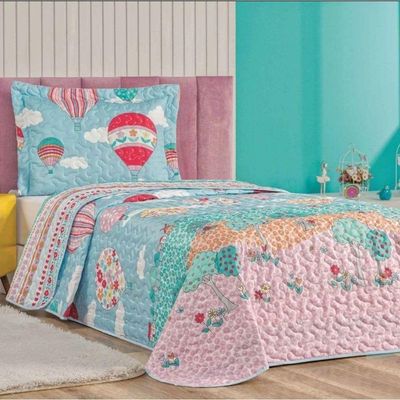 Enxoval Kit Colcha + Jogo De Cama Lençol Bouti Solteiro Infantil Kids 4 Peças - Balão