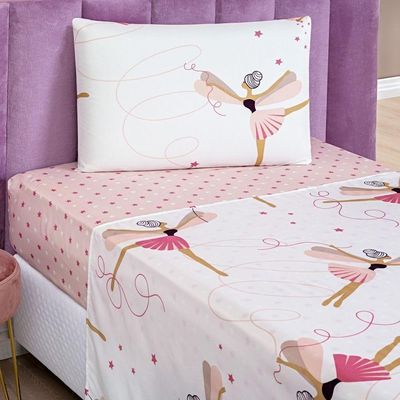 Jogo De Cama Lençol Bouti Infantil Kids Solteiro 03 Peças - Bailarina