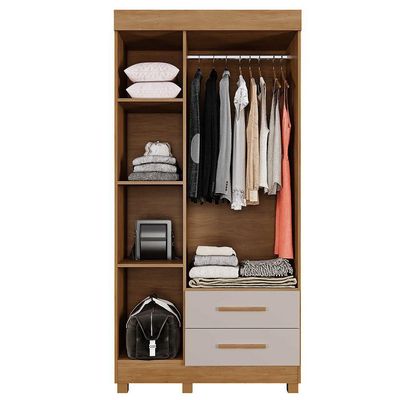 Guarda-roupa New Copacabana 3 Portas 2 Gavetas Com Espelho Cinamomo Off