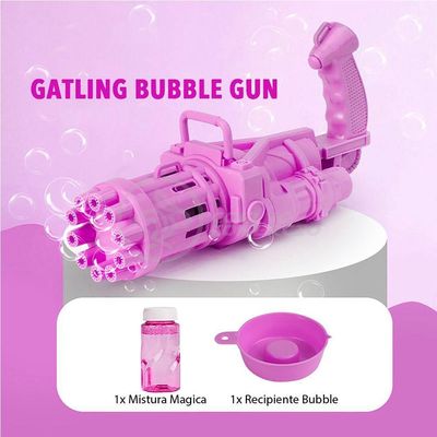 Máquina Elétrica Brinquedo Tiktok Lança Bolhas Sabão Mágica Criança Infantil Rosa