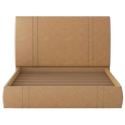 Cama Casal Flutuante Com Cabeceira 140cm Astra S04 Couríssimo Bege - Lyam Decor