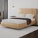 Cama Casal Flutuante Com Cabeceira 140cm Astra S04 Couríssimo Bege - Lyam Decor
