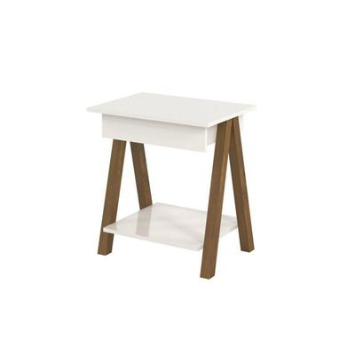 Mesa De Cabeceira 1 Gaveta E Prateleira Integra Dexter Amadeirado-off White