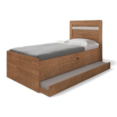 Cama Baú Larissa Solteiro E Off White Com Auxiliar Framar