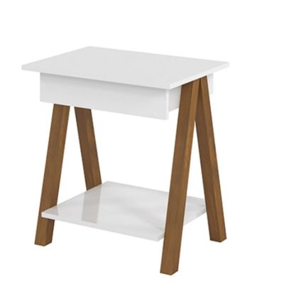 Mesa De Cabeceira 1 Gaveta Integra Finger Amadeirado-branco - Ofertamo