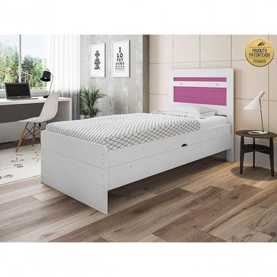 Cama Larissa - Branco / Rosa Framar