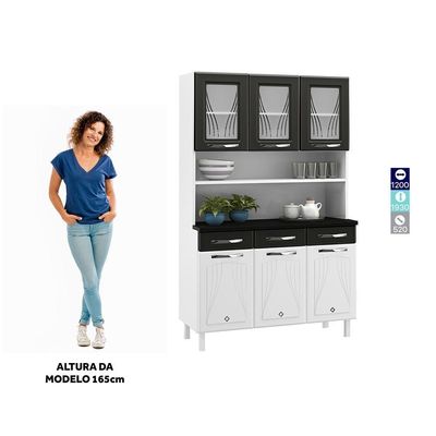 Armário De Cozinha De Aço Kit Triplo Telasul Preto Star New