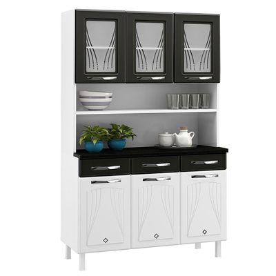 Armário De Cozinha De Aço Kit Triplo Telasul Preto Star New