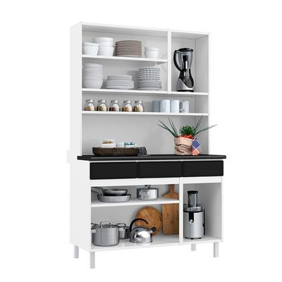 Armário De Cozinha De Aço Kit Triplo Telasul Preto Star New