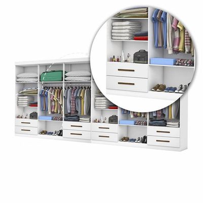 Closet Casal Duplo Lu 12 Portas 8 Gavetas Branco