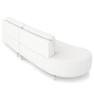 Sofá 4 Lugares Para Sala Living Orgânico Pés Metálicos 260cm Shui P08 Bouclê Branco - Lyam Decor